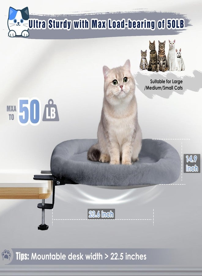 IPOW Heavy Duty Steel Frame Supports up to 50lbs Cat Desk Bed Space-Saving 90°Foldable with Soft Ultra-Plush Faux Fur for Small Medium Large Cats - Image 2